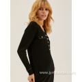 Button Short Sweater V Neck Long Sleeve Sweater